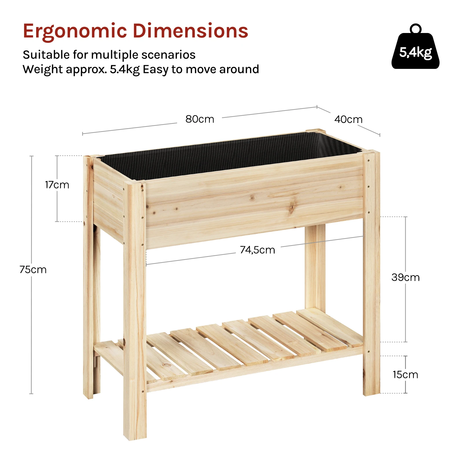 Potager de balcon sur pied bois brun – Image 8
