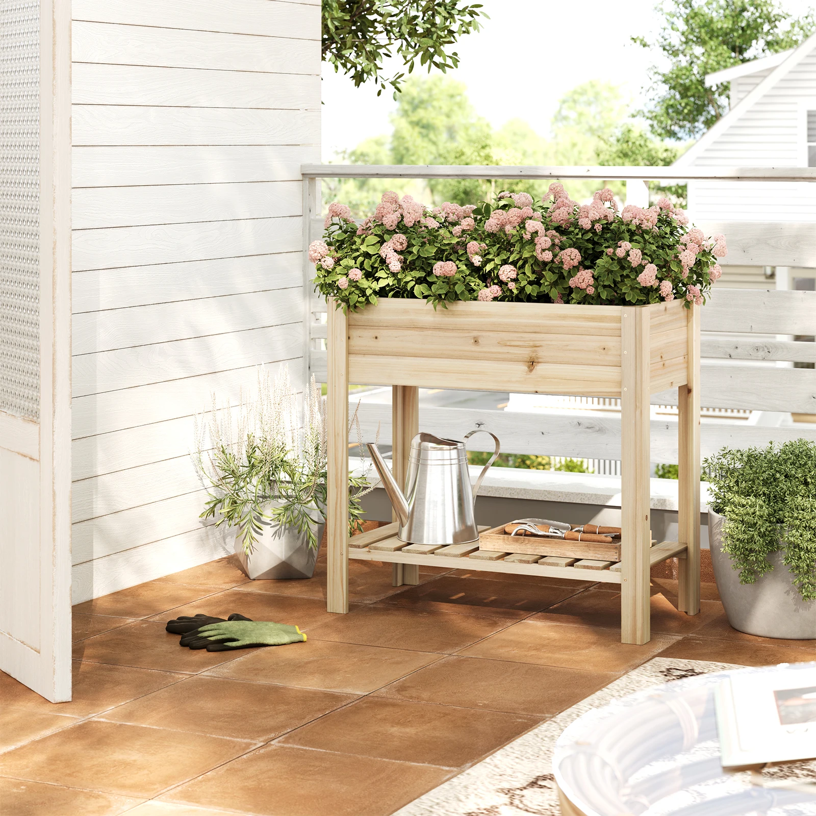 Potager de balcon sur pied bois brun – Image 10