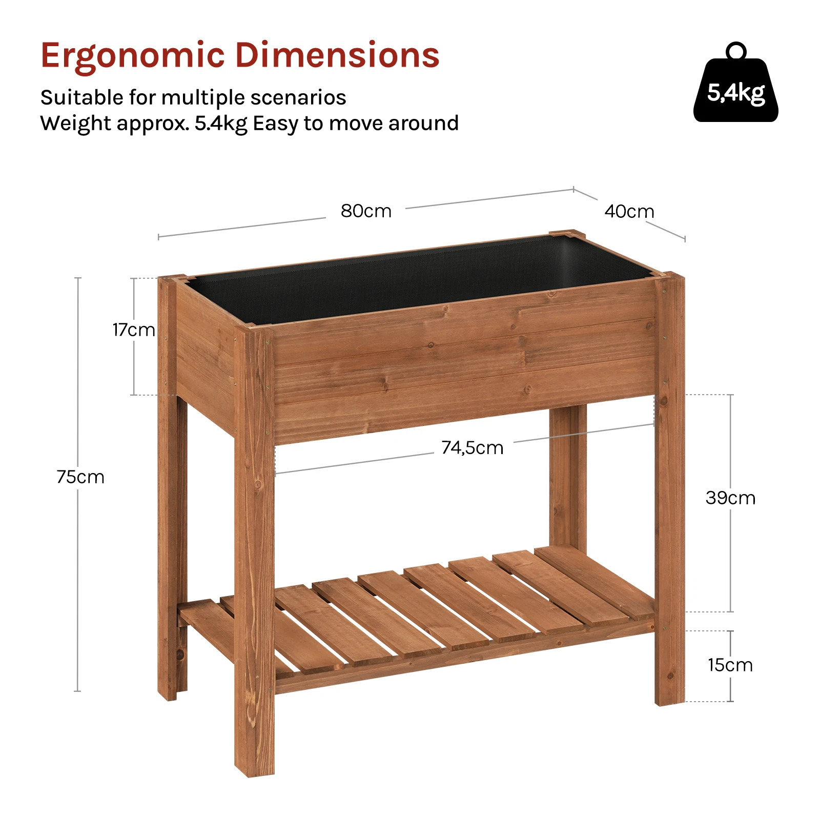 Potager de balcon sur pied bois brun – Image 5