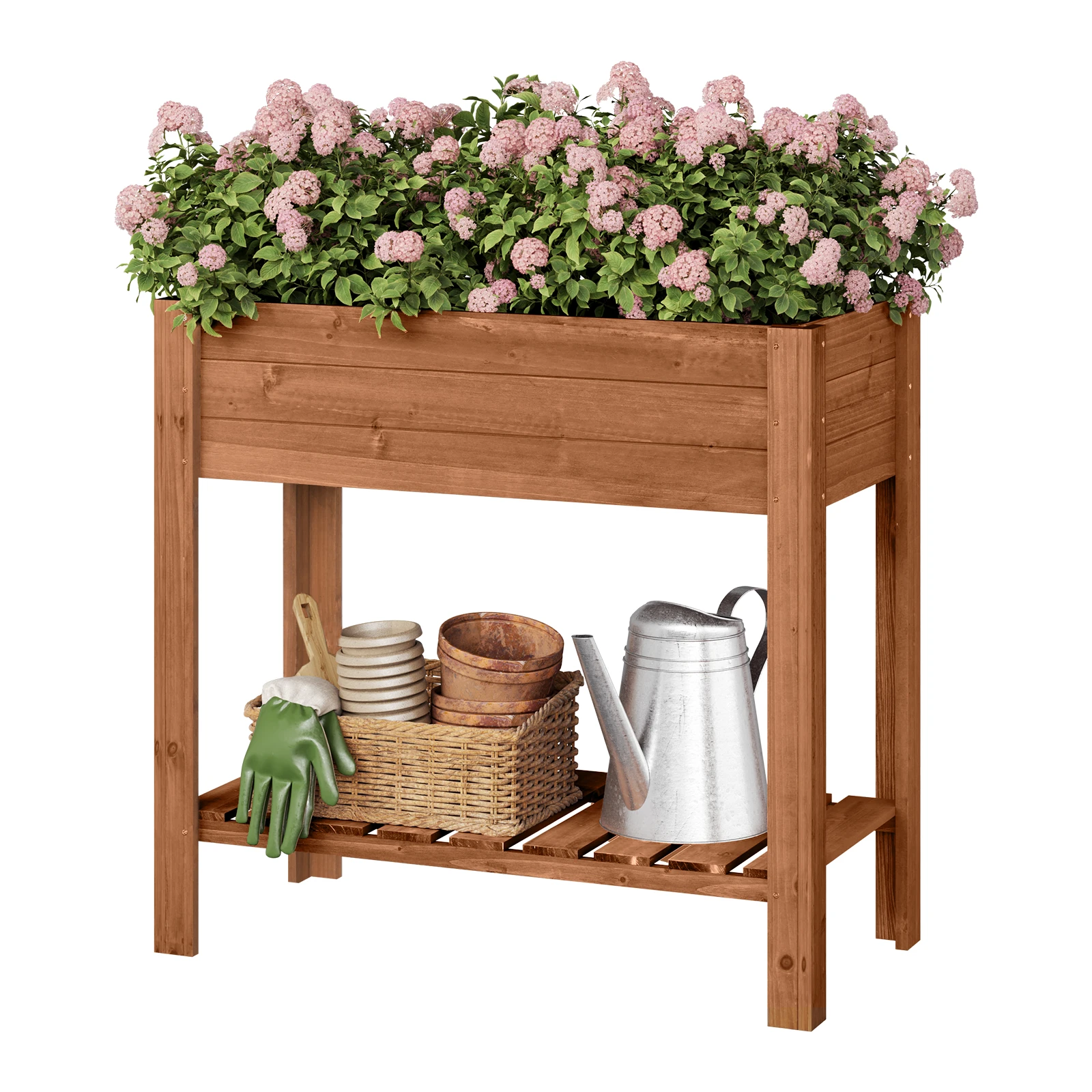 Potager de balcon sur pied bois brun – Image 3