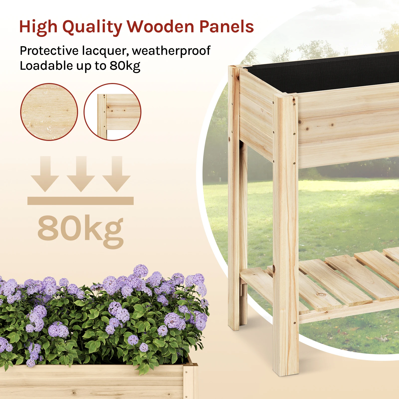 Potager de balcon sur pied bois brun – Image 6