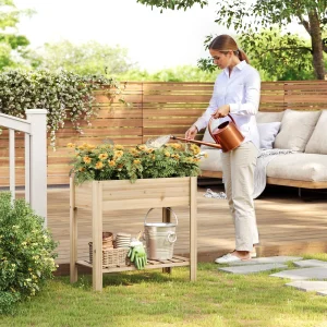 Potager de balcon sur pied bois naturel